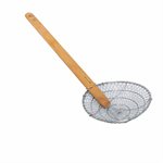 Skimmer, Fine Mesh, Stainless Steel Bamboo Handle, 14" Diameter