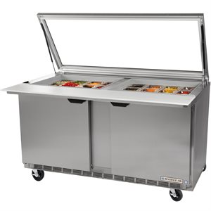 Prep Table, Refrigerated "Mega Top", Glass Lid, 72"