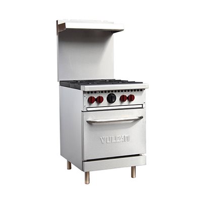 RANGE 24", 4 OPEN BURNERS, SPACE SAVER OVEN, 143000BTU, NAT/GAS