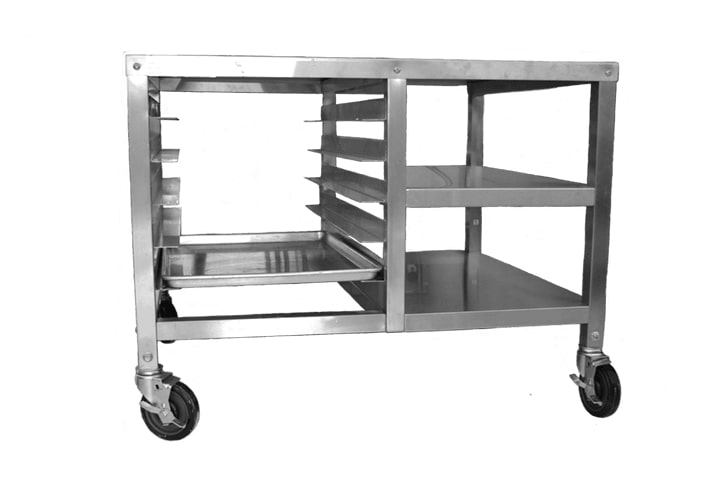 32" x 29" x 35" stainless steel oven stand with integrated pan rack