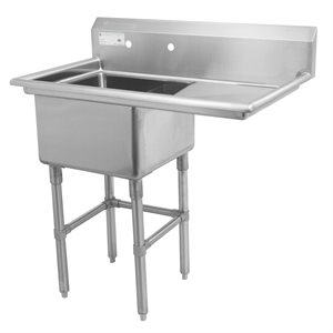 Single 18" x 21" sink with right drainboard