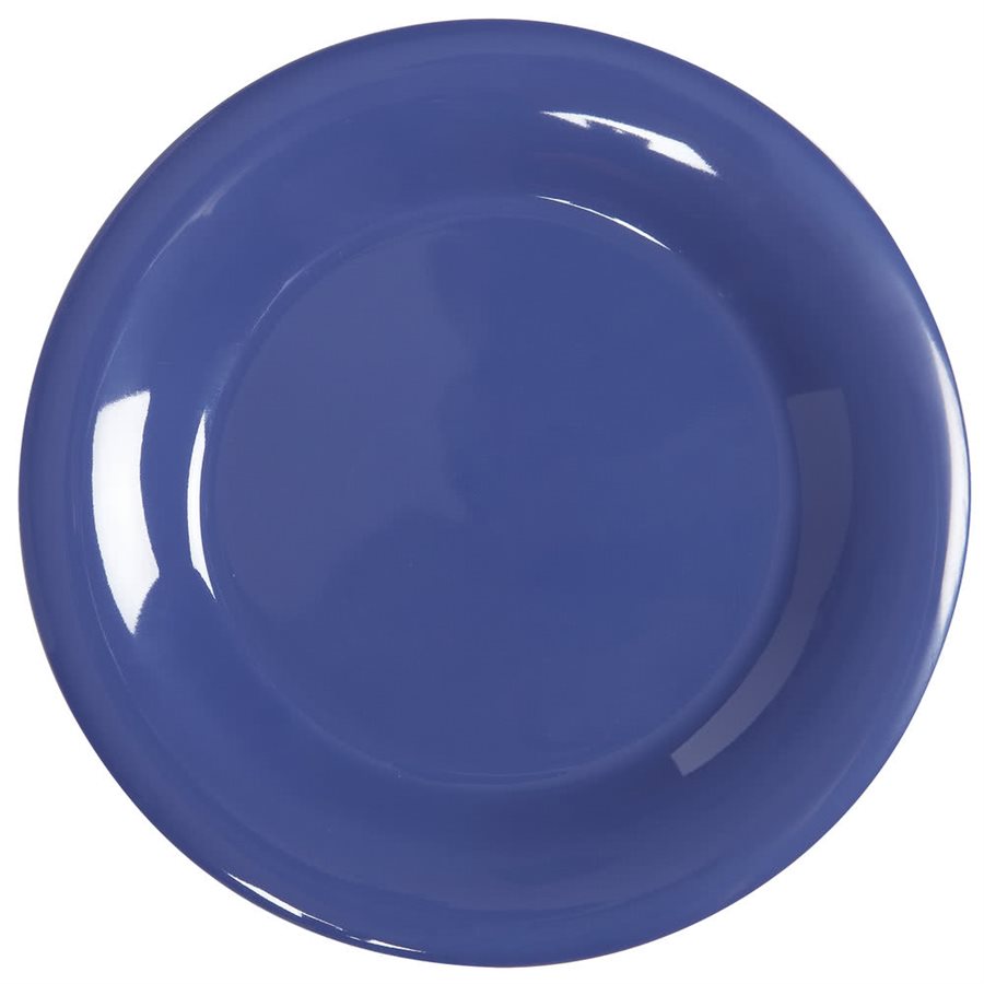 Plate, Round, Wide Rim, 9" Diameter, Melamine, Peacock Blue