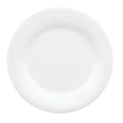 Assiette Ronde, En Mélamine, Bord Étendu, Blanc, 23 CM