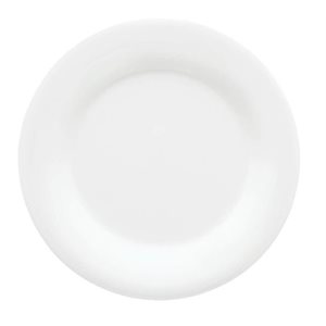 Plate, Round, Wide Rim, 9" Diameter, Melamine, White