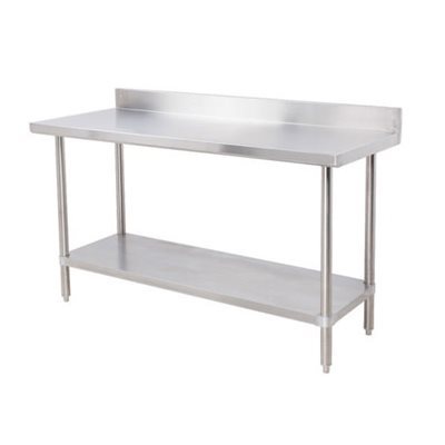 18-Gauge 430 Stainless Steel Work Table 30" × 72" , With 4" Backsplash, Galvanized Steel Undershelf and Legs