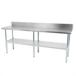 30" × 24" Stainless Steel Worktable With Backsplash And Stainless Steel Undershelf And Legs