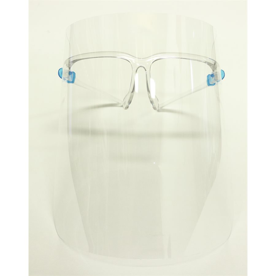 PROTECTIVE FACE SHIELD MOUNTED ON GLASSES