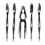 Lobster Set, 5 Pieces ( 1 Lobster Cracker, 4 Seafood Forks), 8" 