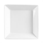 Plate, Square, Ceramic, White, Raised Edges,  6.5"