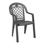 Chair, Savannah Style, Stackable, Arm Support, Charcoal Varnish